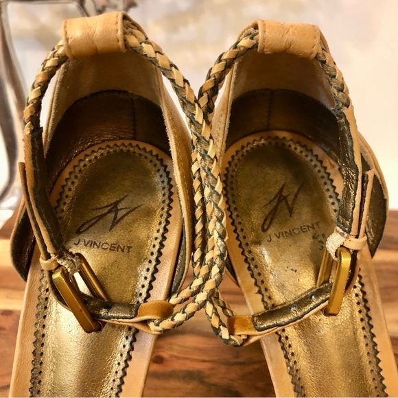 J Vincent Woven Leather Platform Heels - Picture 10 of 12